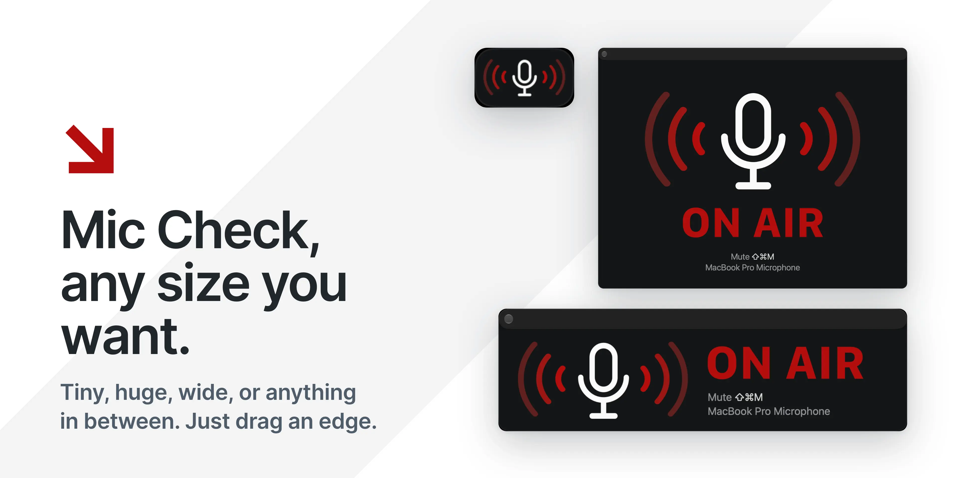 Mic Check at three sizes: Tiny, Huge, and the new Wide banner.