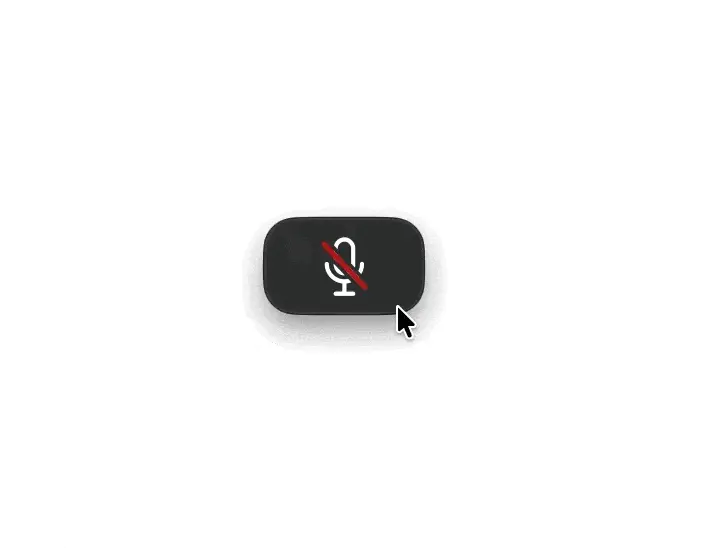Mic Check at Tiny size, a small floating microphone with no title bar, being clicked to toggle mute and dragged around the screen.