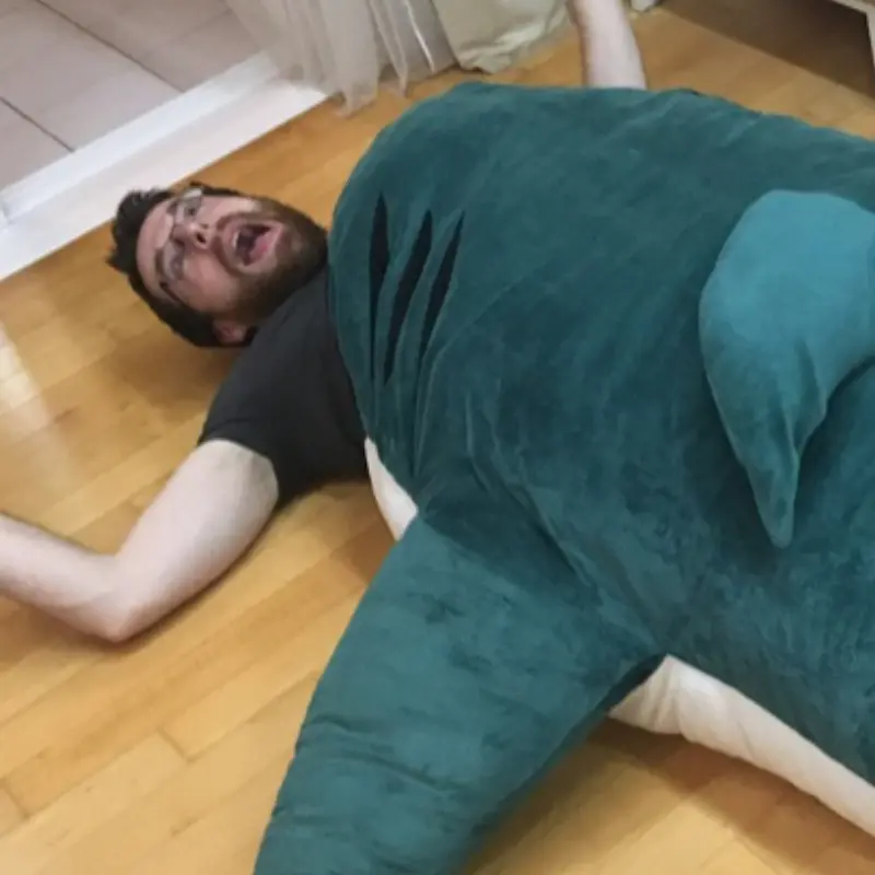 Matt getting eaten alive by a stuffed shark